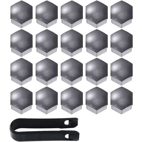 High Quality 17mm Bolt Nut Covers Caps for Hex Wheel Nuts with Removal Tool (20pcs Gray)