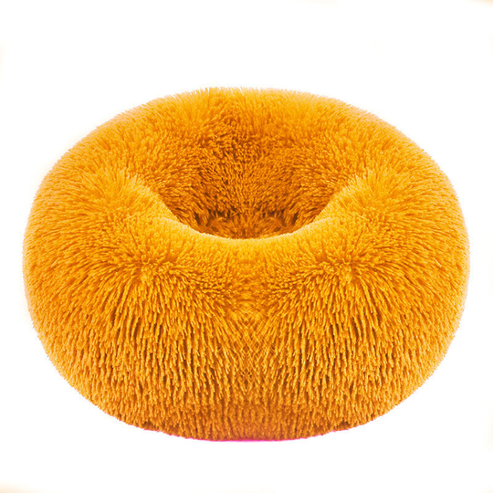 Plush Donut Dog Bed, Cat Bed, Non-Slip Bottom Soft Calming Dog Beds , Luxury Pet Bed for Cats and Small Dogs(golden yellow, 60cm) - Muff