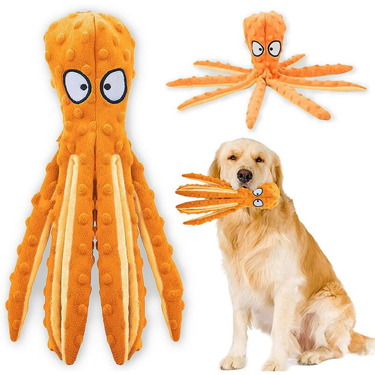 Interactive Dog Play Toy No Stuffing Crinkle Octopus Dog Chew Toy