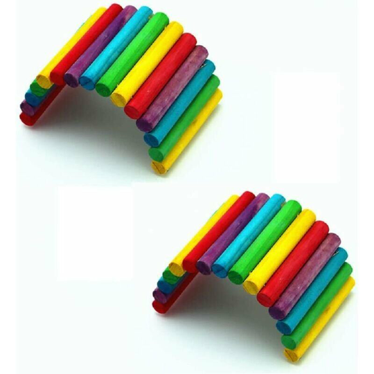 Monly - 2pcs Wooden Ladder Bridge, Pet Arch Bridge Hideout, Collapsible Arch Bridge Toy for Small Animals