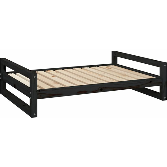Dog Bed Black 105.5x75.5x28 cm Solid Pine Wood Vidaxl Black