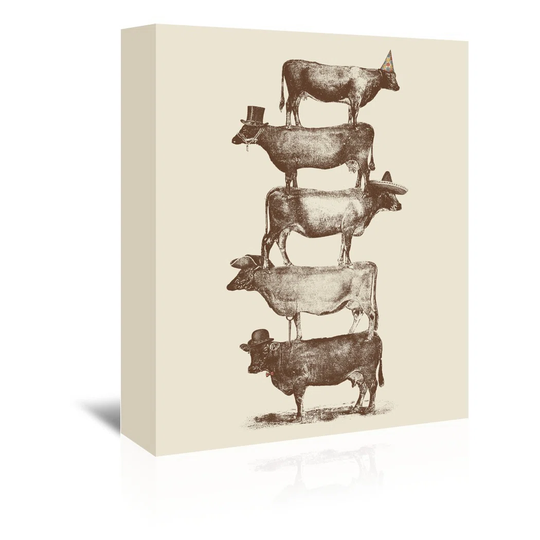 'Cow Cow Nuts 2' by Florent Bodart Graphic Art Wrapped on Canvas