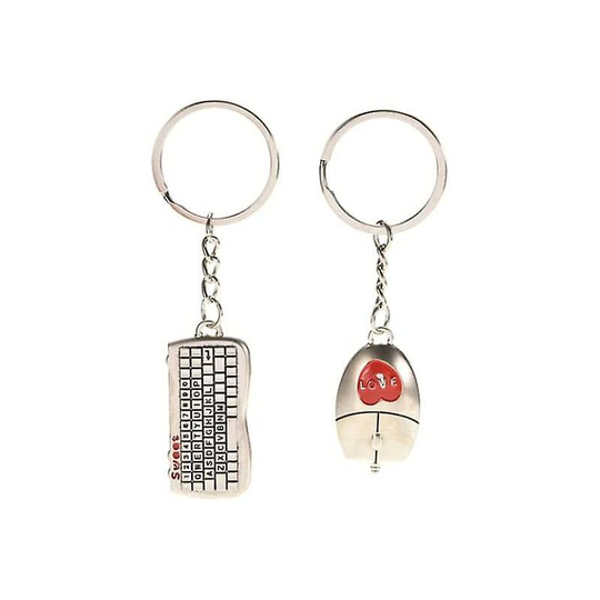 Ilovemilan - Lover Keychains Mini Mouse And Keyboard Shape Pandent Keychian Romantic Couple Keyrings For Couple Keychain (2pcs)