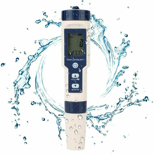Bearsu - 5 in 1 Water Tester Multifunctional Water Quality Tester, Digital TDS/EC/Salinity/PH/Temperature for Drinking Water, Pool, Aquarium, Fish