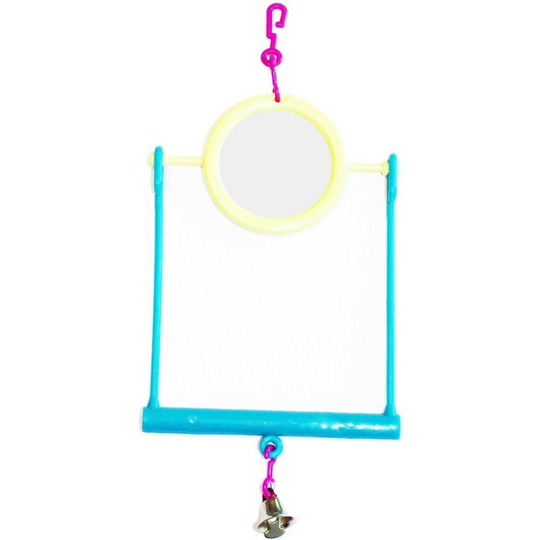 Small Caged Bird Mirror & Swing plus Bell Toy Budgie Finch Canary Parakeets