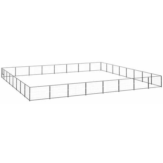 Dog Kennel Black 64 m² Steel vidaXL - Black