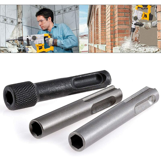 3 Pcs Magnetic sds 6 Point Hex 60mm 1/4' Hex Shank Drill Bit Holder Converter Nut
