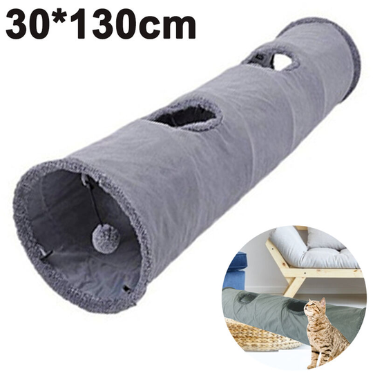 Collapsible Cat Tunnel,Durable Suede Pet Toys Play Tunnel with Ball and Hole,for Cats,Rabbits,Kittens,Puppy and Small Pets, Style 2