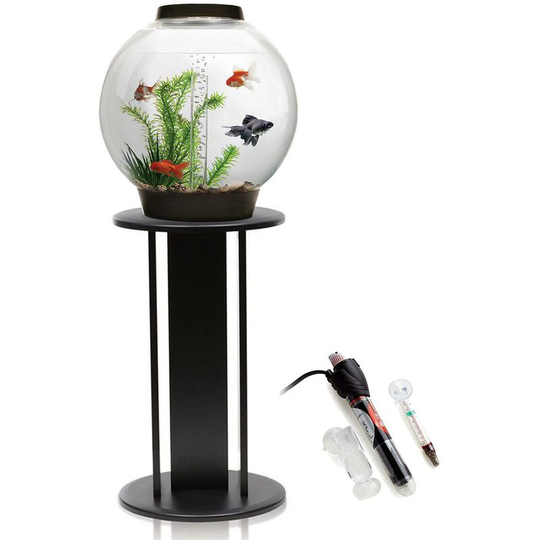 Biorb - Classic 30L Aquarium in Black with mcr led Lighting, Black Stand and Heater Pack