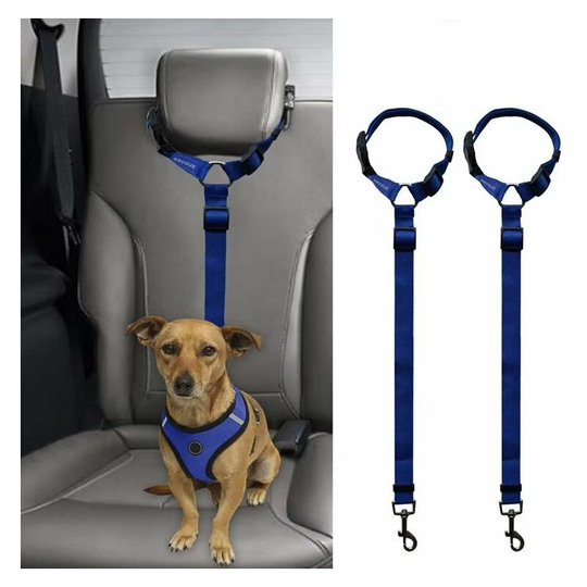 Car Dog Seat Belts, 2 Pack Car Headrest Restraint Adjustable Safety Leads Vehicle Seatbelt Harness for Pets Cats Dogs, dark blue