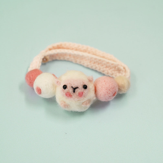 Cat Knitted Cllar, Knitted Scarf, Wool Knitted Cat Collar, Cat Collar, Sheep, Button Style - Muff