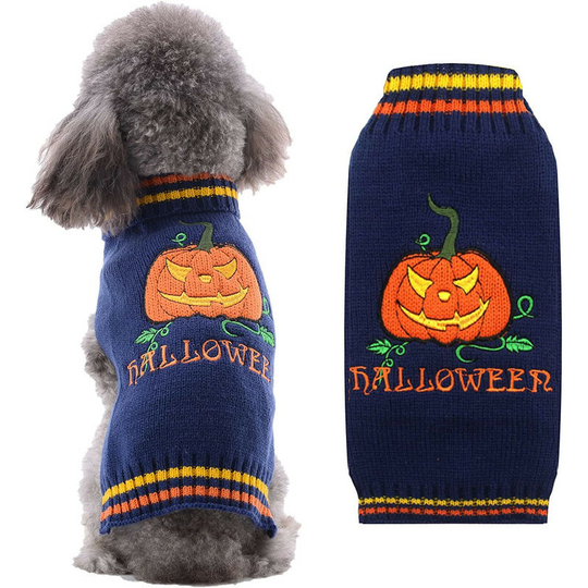1pc Halloween New Pumpkin Devil Pet Sweater (xs) Navy Blue