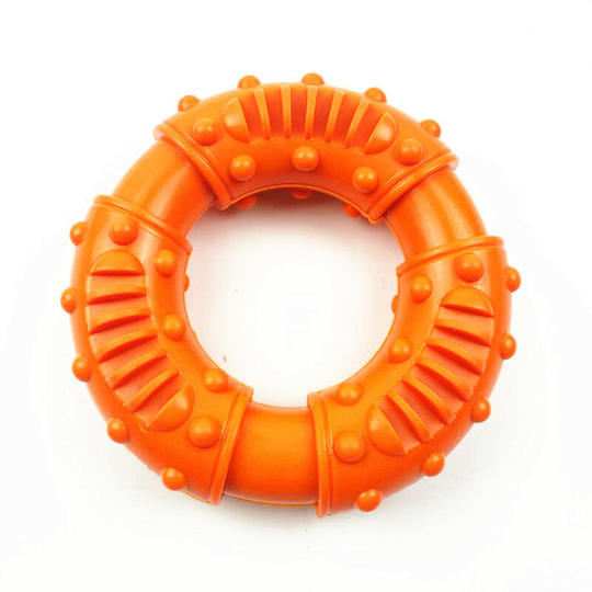 Bite and Wear Resistant Rubber Dog Teeth Ring (Orange)