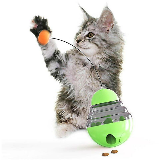 Cat Tumbler Toy, Missing And Distributing Food, Interactive Ball Cat Toy For Kitten Play Training Hunting, Chasing And Exercise (1 Piece, Green)