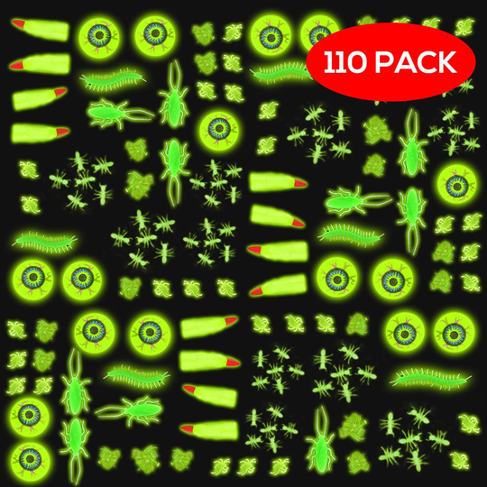 110 Glow in The Dark Toys - Large Assortment - Ideal for Halloween - Party Favours and Bag fillers for Kids - Pinatas - Trick or Treat etc