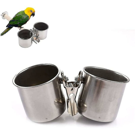 Bird Cage Feeder, Parrot Feeding Cup, Hanging Bowl Feeder, With Clip, For Bird Lovers, Birds, Parrots, Cockatiels(silver) -Thsinde