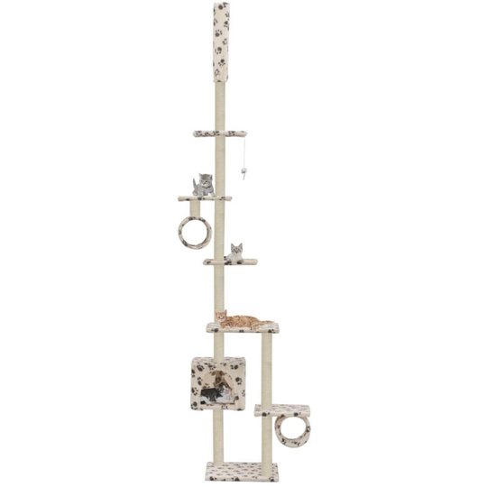 Cat Tree with Sisal Scratching Posts 260 cm Beige Paw Prints