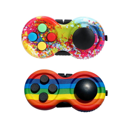 8 Functions Fidget Toy Cube Controller Stress Relief for add hd Autistic Children and Adults (Doodle + Rainbow)