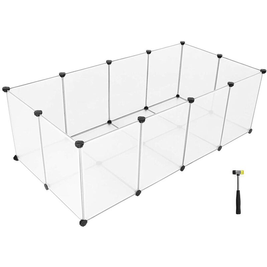 Pet Exercise Play Pen with Bottom, 20 Panels, DIY Enclosure Fence Cage for Small Animals, Guinea Pigs, Hamsters, Bunnies, Pet Run and Crate, Free