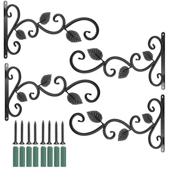 4Pcs Wall-mounted Iron Hooks Plant Holder Decorative Hook for Bird Feeder Flower Pot Lantern Wind Chime,model: 4Pcs