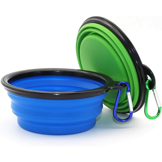 Litzee - 2PCS Portable Silicone Folding Dog Bowl with Carabiner for Travel and Mountaineering, Used for Cats, Dogs and Pets for Water and Food