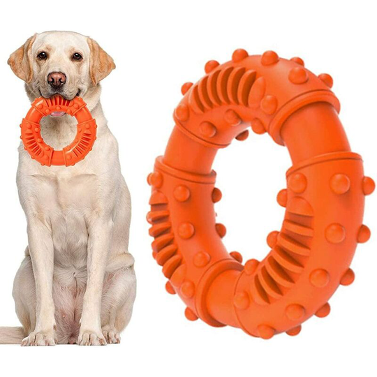Aougo - Dog Chew Toy Indestructible Durable Teeth Cleaning Chew Toys Puppy Extreme Chewers Dogs Strong Rubber Ring Interactive Training Hard Toys for