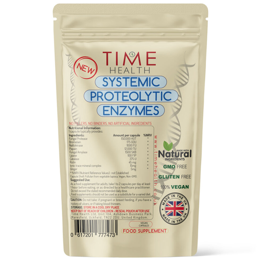 (120 Capsule Pouch) Systemic Proteolytic Enzymes - Complex Repair & Recovery - Mixed Enzyme Formula with Ginger & Ionic Trace Minerals