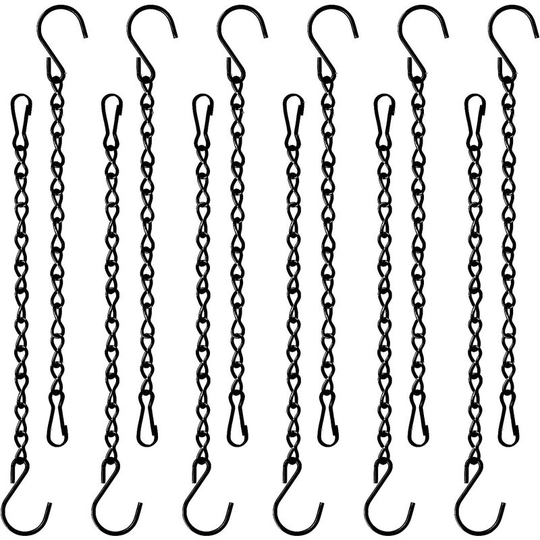 12 Pack 9.5 Inch Hanging Chain for Bird Feeders, Planters, Lanterns, Wind Chimes, Billboards, Chalkboards and Ornaments (Black)
