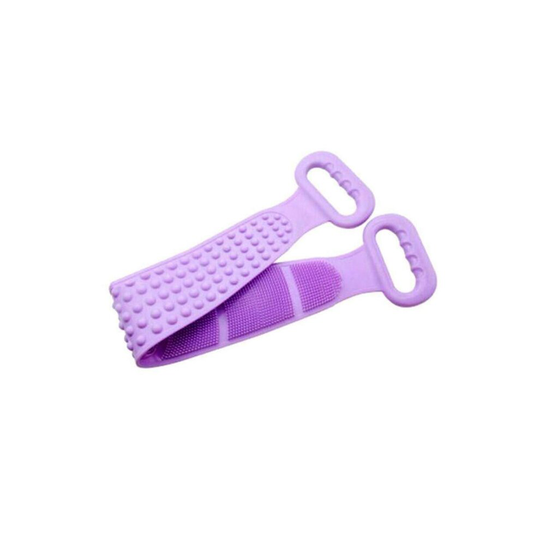 (Purple) Silicone Back Scrubber Belt Soft Body Massage Cleaning Exfoliating Bath Brush
