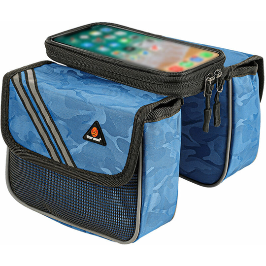Bicycle Bag Top Tube Bag Reflective Bag Touch Screen Mobile Phone Bag Car Front Bag Blue - Blue