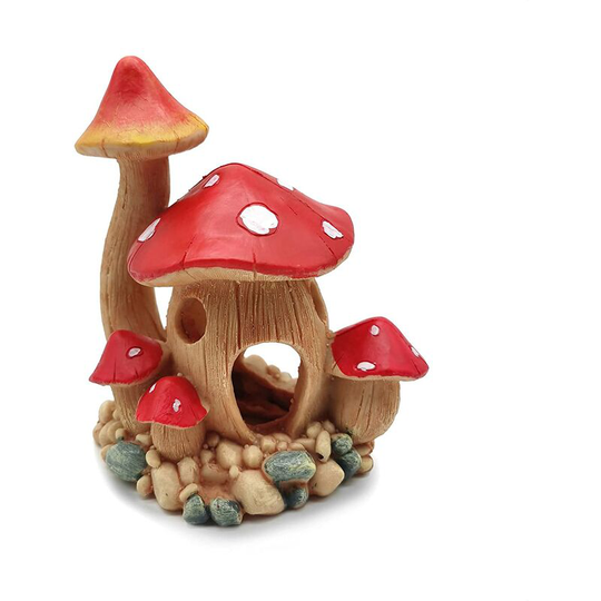 Benobby Kids - Aquarium Decor Mushroom House Decorations for Fish Tank Landscape Ornament, Polyresin Mushroom Castle Hideout Hideout Cave Hideout for