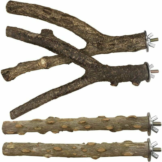 Bird perch 4 rooms natural wooden support slerche toys cage accessories for birds for parrot supplies