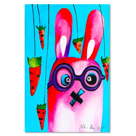 Canvas Print Colourful Rabbit With Glasses