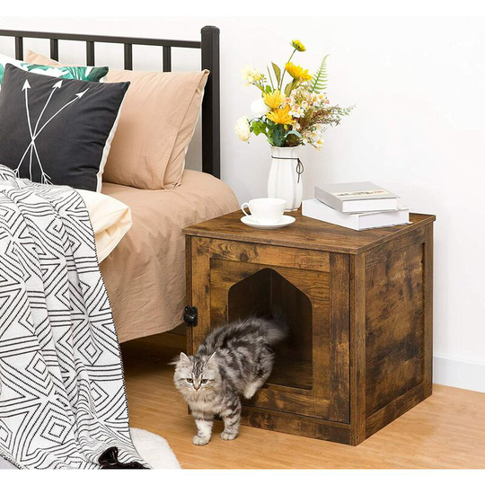 Cat Litter Box Enclosures, Hidden Litter Tray Furniture, Cat Toilet with Magnetic Door, Wooden Indoor Cat Cave House, Dog Bed, Easy Clean, for Living