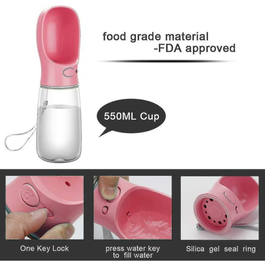 Portable Dog Water Bottle, 550ml Dog Walking Travel Bottle Puppy Water Leakproof Water