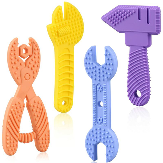 4 Pcs Silicone Baby Teething Toys for Babies, Soft Frozen Infant Teether Baby Sucking Teething Tools Chew Toys