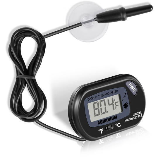 Benobby Kids - 2 x Small Digital Aqua Thermometer with Suction Cup, Probe and Battery, lcd Aqua Thermometer for Marine Fish Tanks, Incubators,