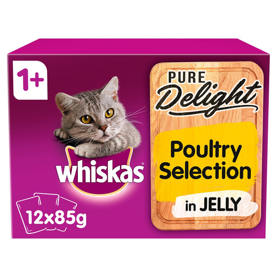 Whiskas 1+ Pure Delight Poultry Selection in Jelly - Saver Pack: 24 x 85g
