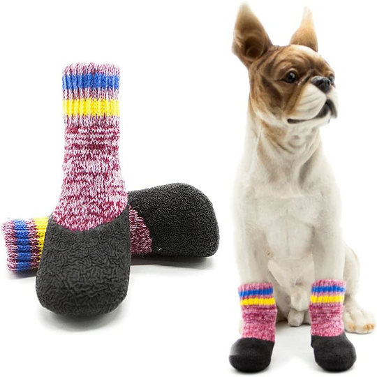2 pairs of medium-sized anti-fall shoes for hot socks for pets for indoor and non-slip non-slip gray clurrant dogs