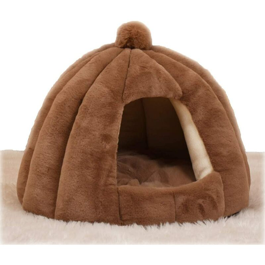 LangRay Cat Dog Pet Tent Cave Bed, Washable Ultra Soft Cozy Warm Puppy Cats Sleeping Bed Tent House Camel,S