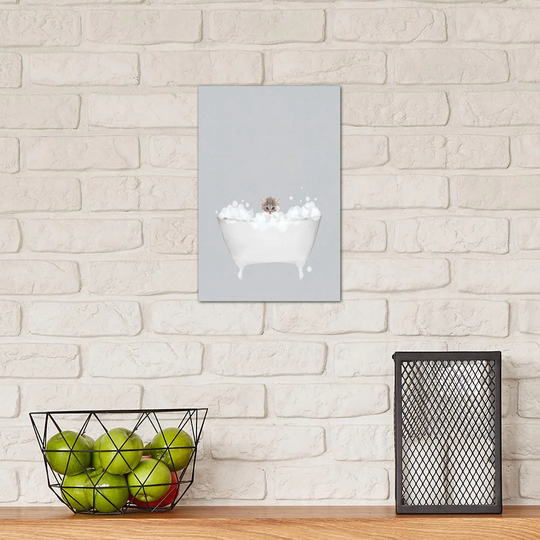 Kitten Blue Bath by Leah Straatsma - Wrapped Canvas Graphic Art Print
