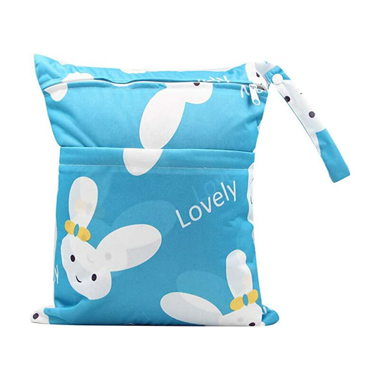 Baby Diaper Bags Waterproof Reusable Cloth Diaper Bags, Nappy Bag, Hanging Diaper Bag Washable Waterproof Reusable Organizer - Blue Rabbit Head