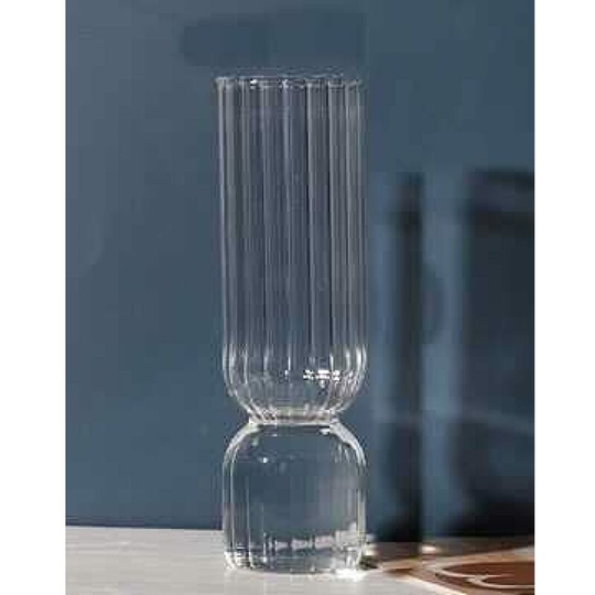 Pesce - Glass Ornaments Decorative Colored Striped Glass Vase (Orange)-Clear