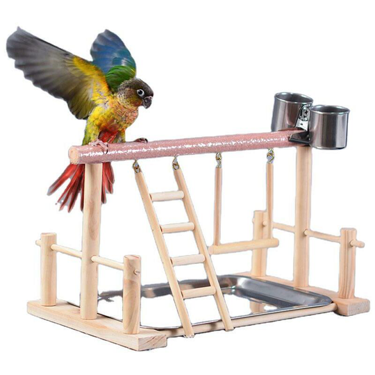 Portable Bird Playground Tiger Parrot Stand Desk Training Bench Parrot Toy Solid Wood Bird Bird Activity Center