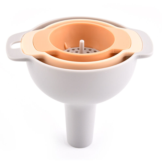 Pesce - Kitchen Funnel with Strainer Filter, Small/Medium/Large Funnel for Filling Bottles with Oil, Liquid, Food, Powder Orange
