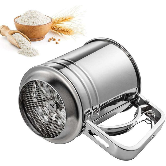 Flour sifter stainless steel flour sifter double layer flour shaker large capacity baking
