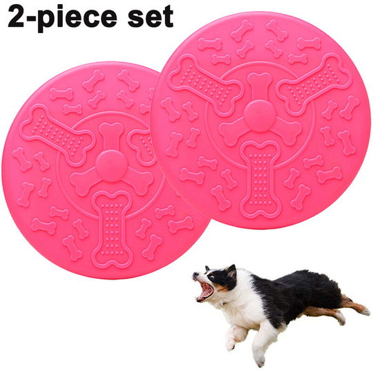 Dog Frisbee Toy, Bite-Resistant Large-Sized Rubber Frisbee Game Toy for Dog Flying Disc Training Tools for Outdoor, pink