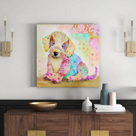 'Puppy Love II' by Connie Haley Graphic Art on Wrapped Canvas
