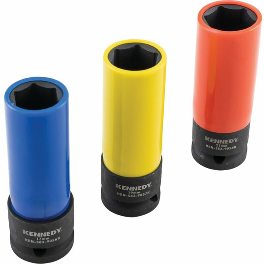 Wheel Nut Impact Socket Set 1/2' Square Drive- 3 Piece - Kennedy