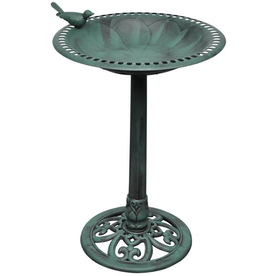 Bird Bath with Decorative Bird Vidaxl Green